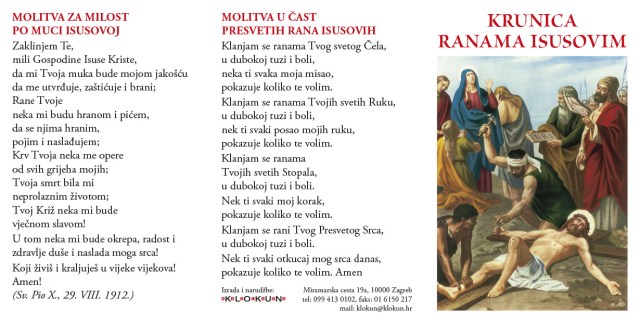 Molitvena kartica - Krunica ranama Isusovim